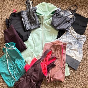 Lululemon 10 Piece Activewear Bundle Scuba Hoodie Align Leggings Tank Tops